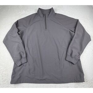 Duluth Trading Men's Quarter Zip Windbreaker Golf Jacket Size L Gray‎